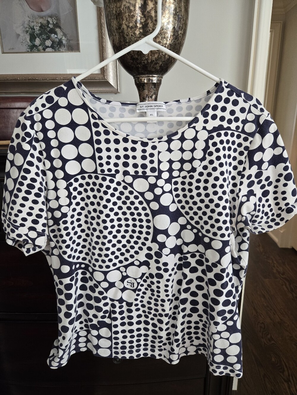 St. John Sport, Logo Tshirt, Sz Xl, Navy White